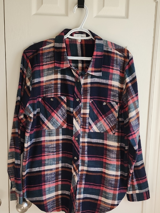 Maurices Tops - Maurices Navy, Pink & Cream Plaid Button-Down Shirt XL NEVER WORN!